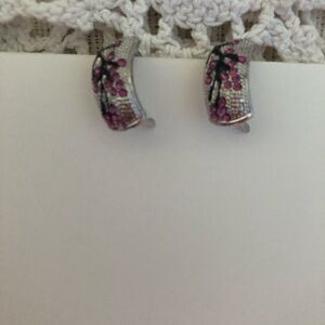 NWOT Silver and Pink Cherry Blossom Earrings